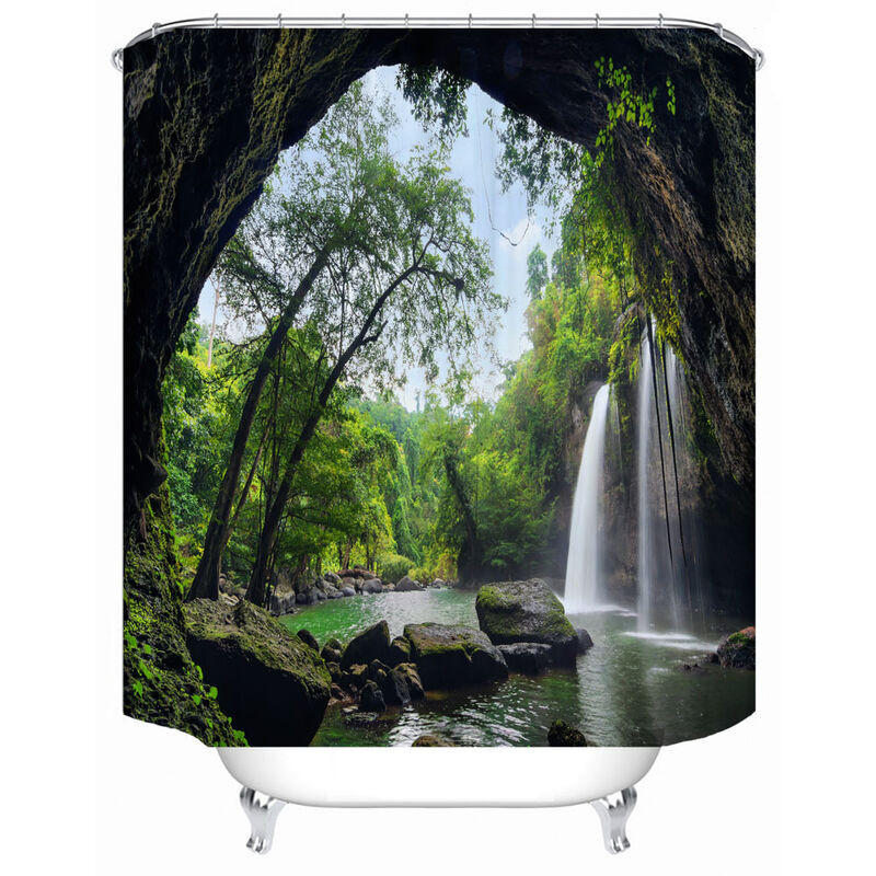 DUSCHVORHANG Polyester 150 x 180 cm Digitaldruck 3D mit Haken für verschiedene Stangen - Multicolor, Textil (180/180cm) - MCBOSON