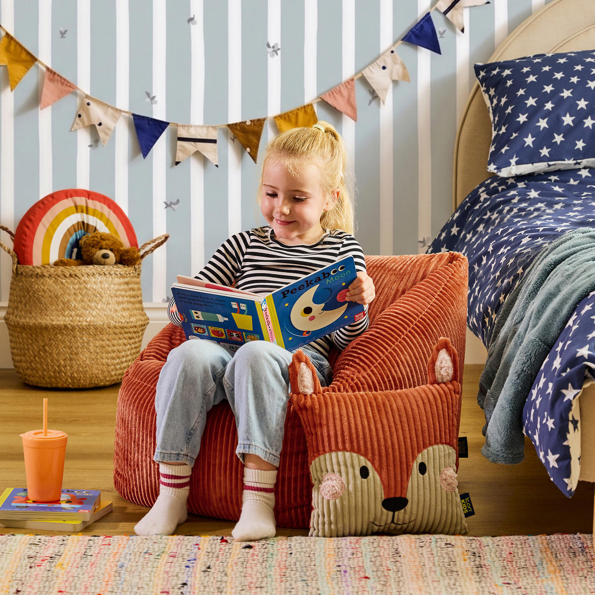 KINDERSITZSACK Natalia mit Animalkissen - Orange, Textil (55/50/55cm) - icon