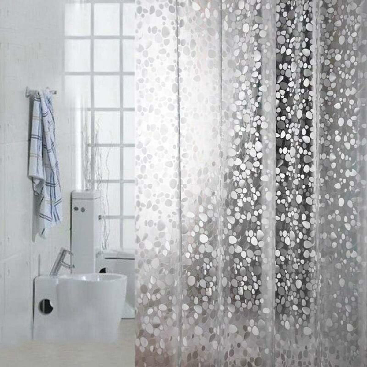 DUSCHVORHANG Weiß halbdurchsichtig 180 x 200 cm wasserdicht schimmelresistent antibakteriell Badezimmer Badewanne - Transparent, Kunststoff (180/200cm) - MCBOSON