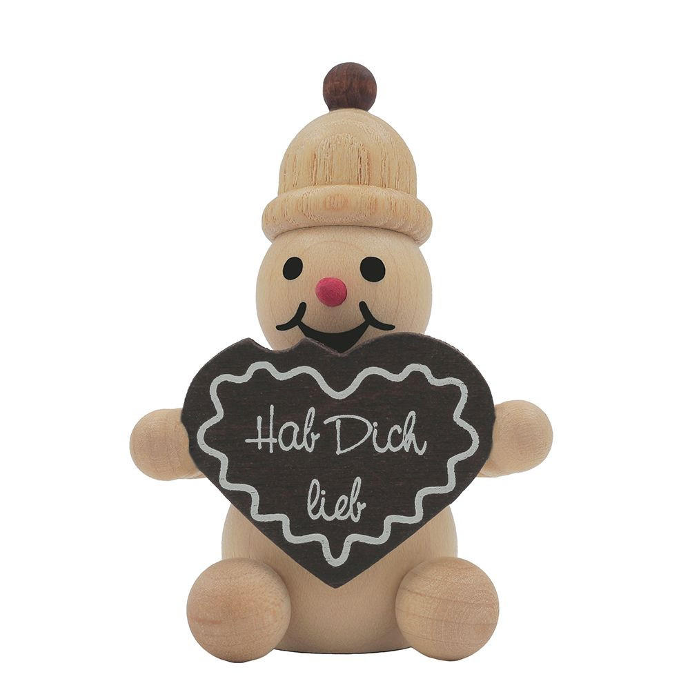 HOLZFIGUR Schneemann Junior mit Lebkuchenherz 6 cm - Multicolor, Holz (5/1/0.1cm)