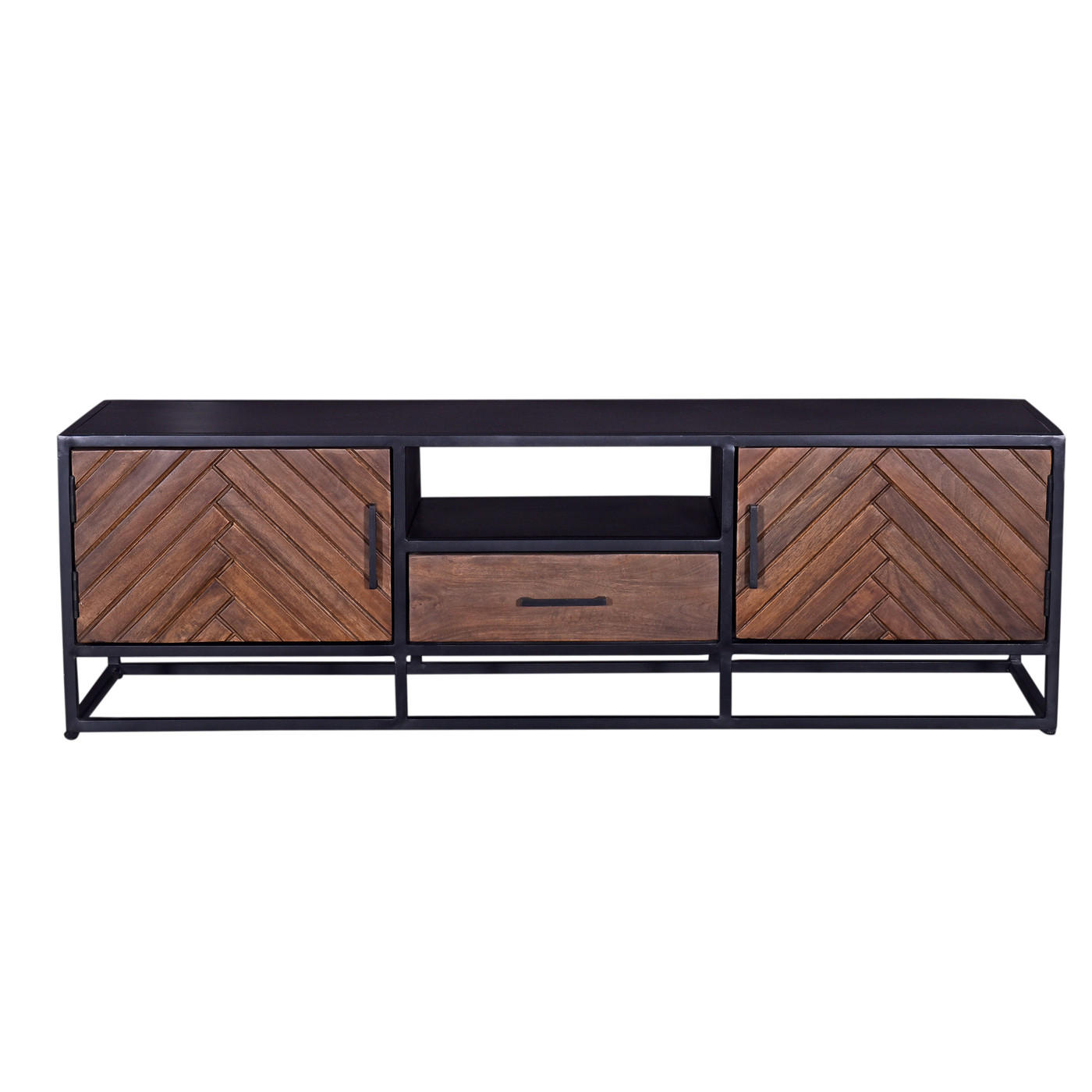 TV-SCHRANK Herringbone aus Mangoholz 165cm, braun - Braun, Holz (165/50/40cm) - Giga Meubel