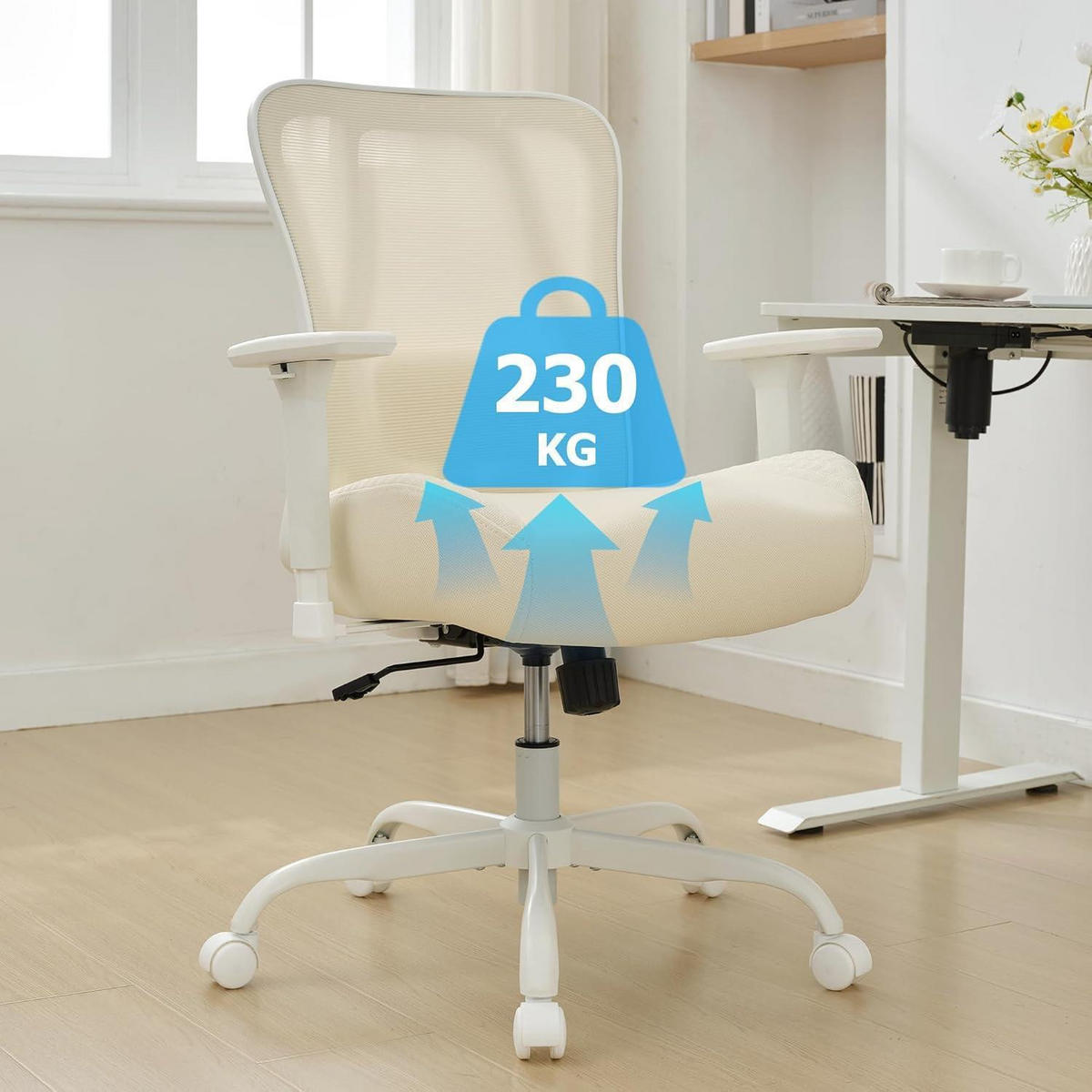 BÜROSTUHL Ergonomisch bis 230KG beige - Beige, Textil (73/103/69cm)