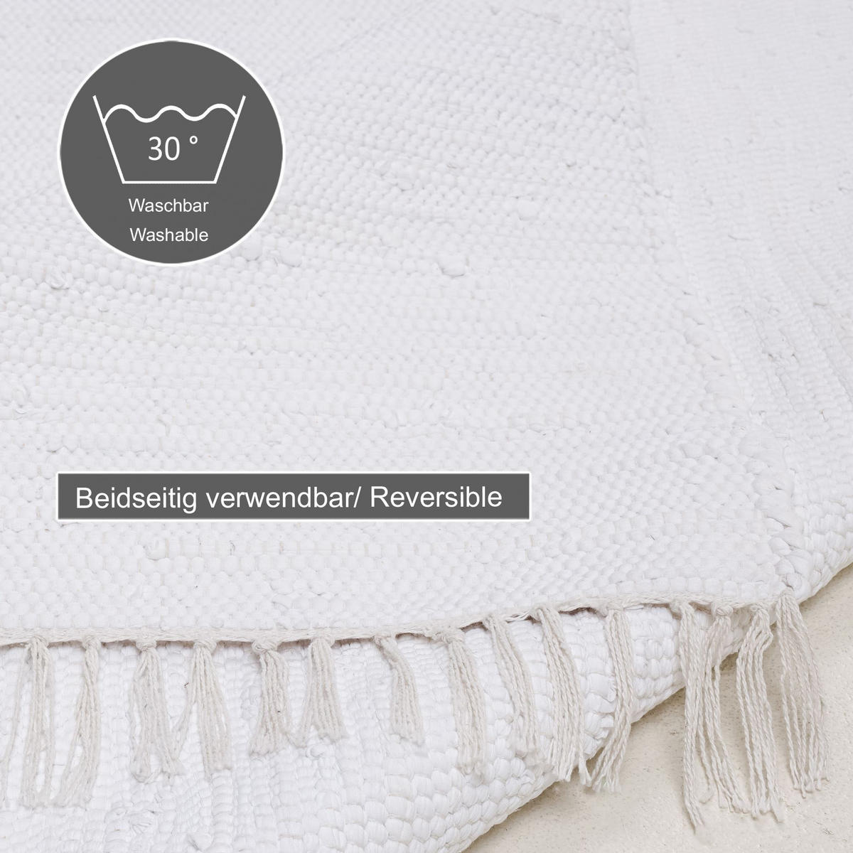 FLECKERLTEPPICH Chindi 70x140 cm - Weiß, Textil (70/140cm) - Rug and Roll