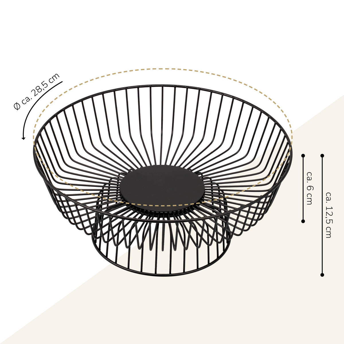 OBSTKORB, aus Metall, schwarz - Schwarz, Metall (28.5cm) - eluno
