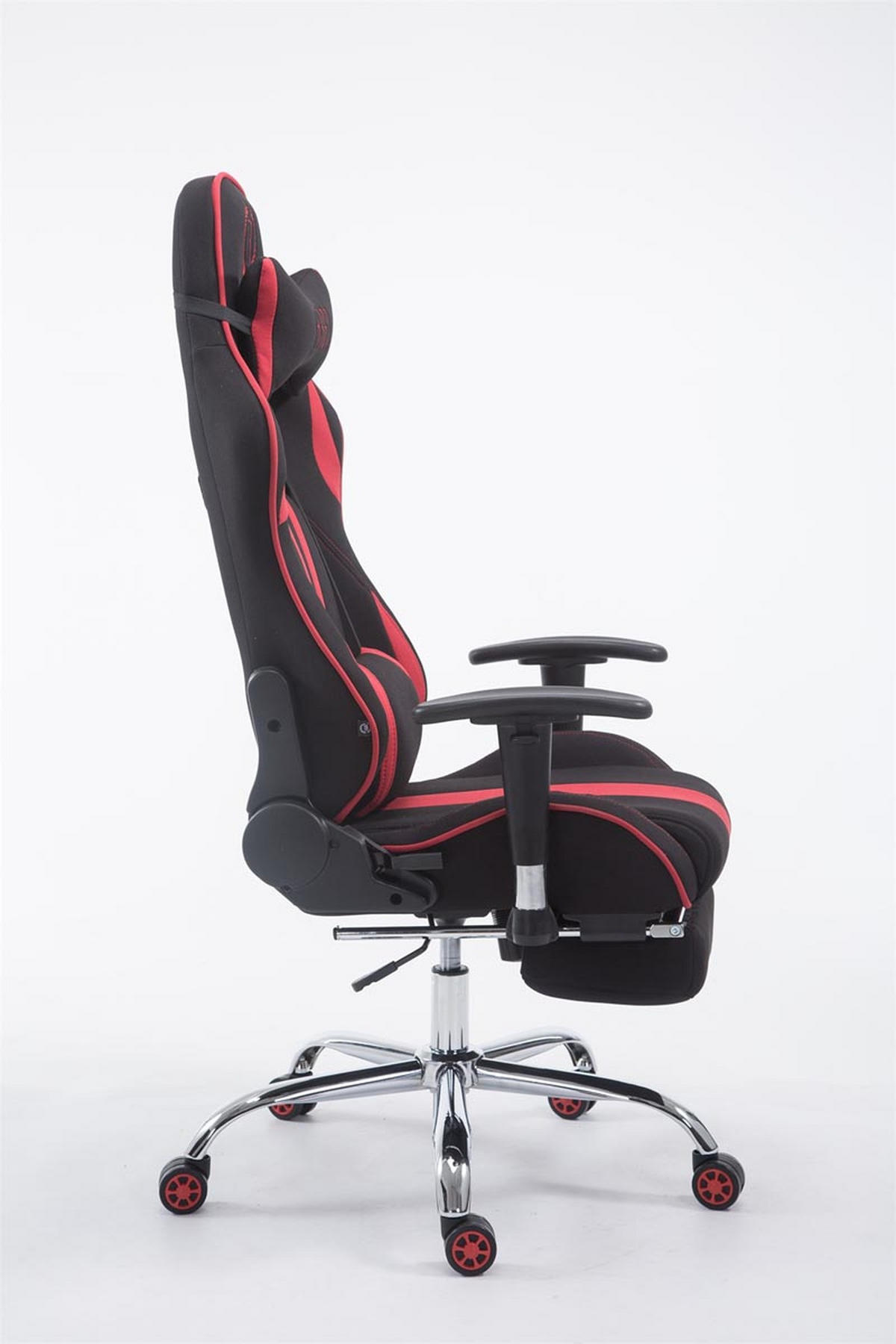 GAMINGSTUHL Limitless-2, Stoff mit Fußablage Schwarz/Rot - Rot, Textil/Metall (70/135/58cm) - TPFLiving
