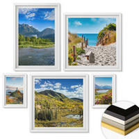 WANDBILDER 5er-Set - 50x50 cm & 20x30 cm & 40x60 cm Weißer Rahmen - See, Brücken, Berge - Weiß, Kunststoff (40/60cm) - ArtPrintCave