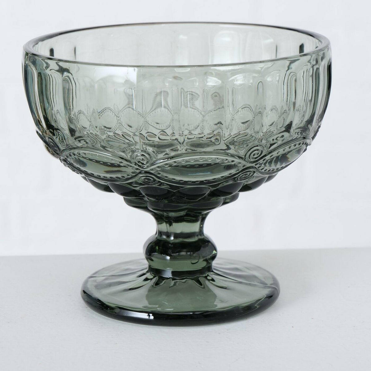 DESSERT- UND EISBECHER Grünes Glas Ø 12 cm - Grau, Glas (12cm) - Boltze Home