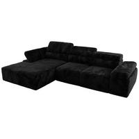 ECKSOFA RILASSO L Schwarz Plüsch - links - Schwarz, Kunststoff/Textil (296/174cm) - MKS