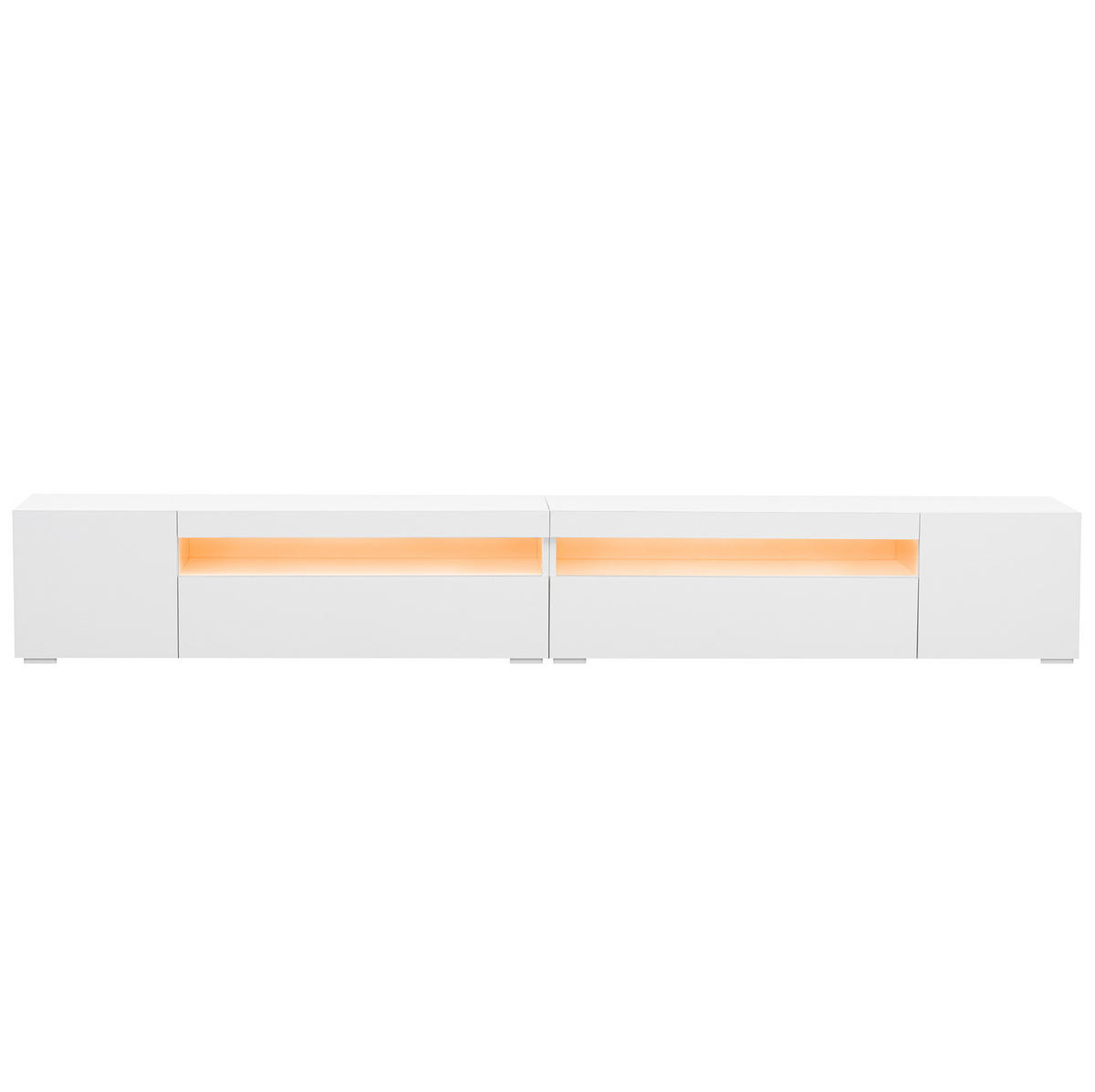 LOWBOARD 240/35.5/38.5 cm Weiß aus MDF mit LED-Beleuchtung - Weiß, Holzwerkstoff (38.5/35.5/240cm) - OKMYHOME