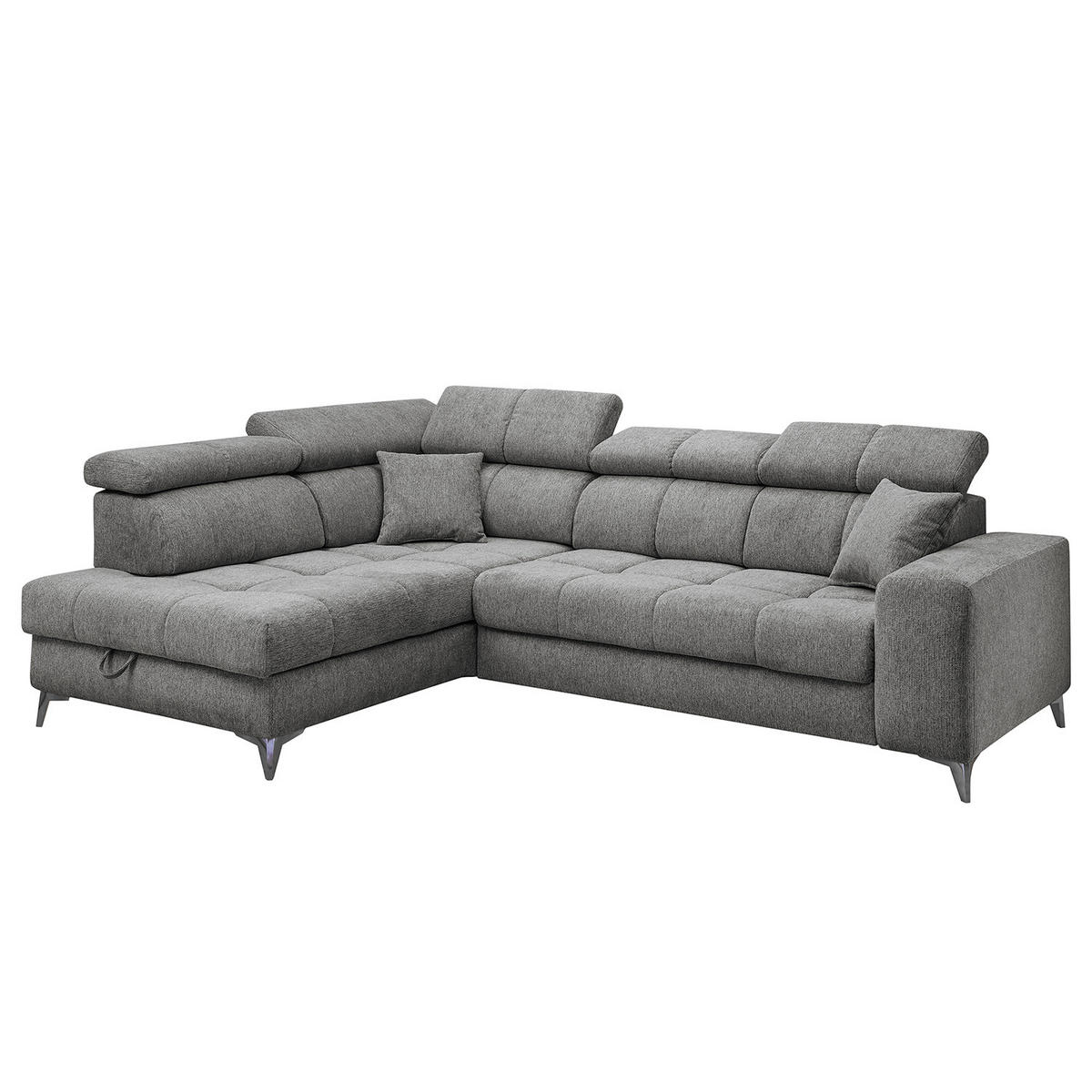 ECKSOFA mit Schlaffunktion - Webstoff - Anthrazit/Schwarz, Kunststoff/Textil (282/198cm) - home24