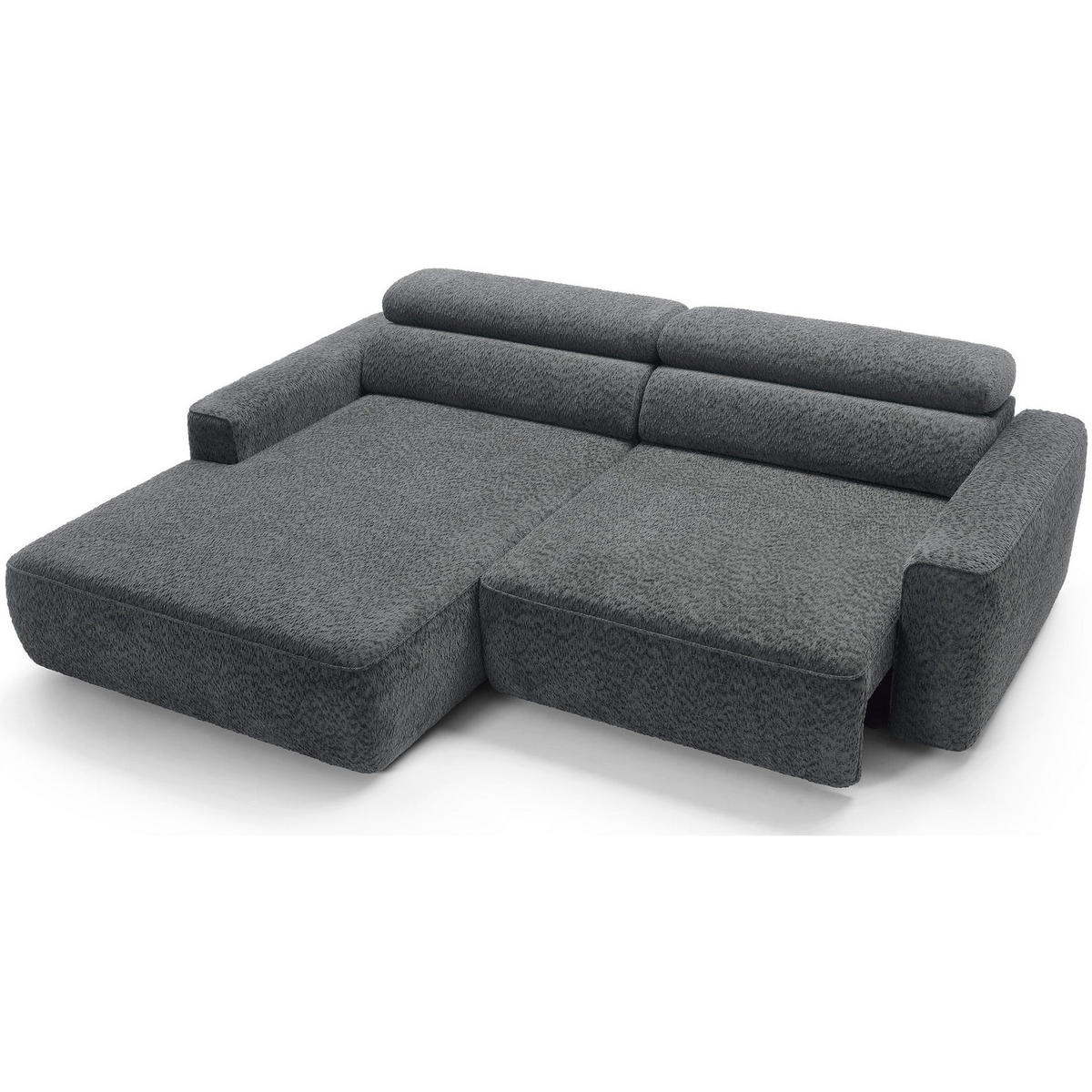 ROHOVÁ pohovka Fando s elektricky výsuvným sedákem, tmavě šedý ženil, levá - černá/tmavě šedá, textil/plast (252/182cm) - Selsey