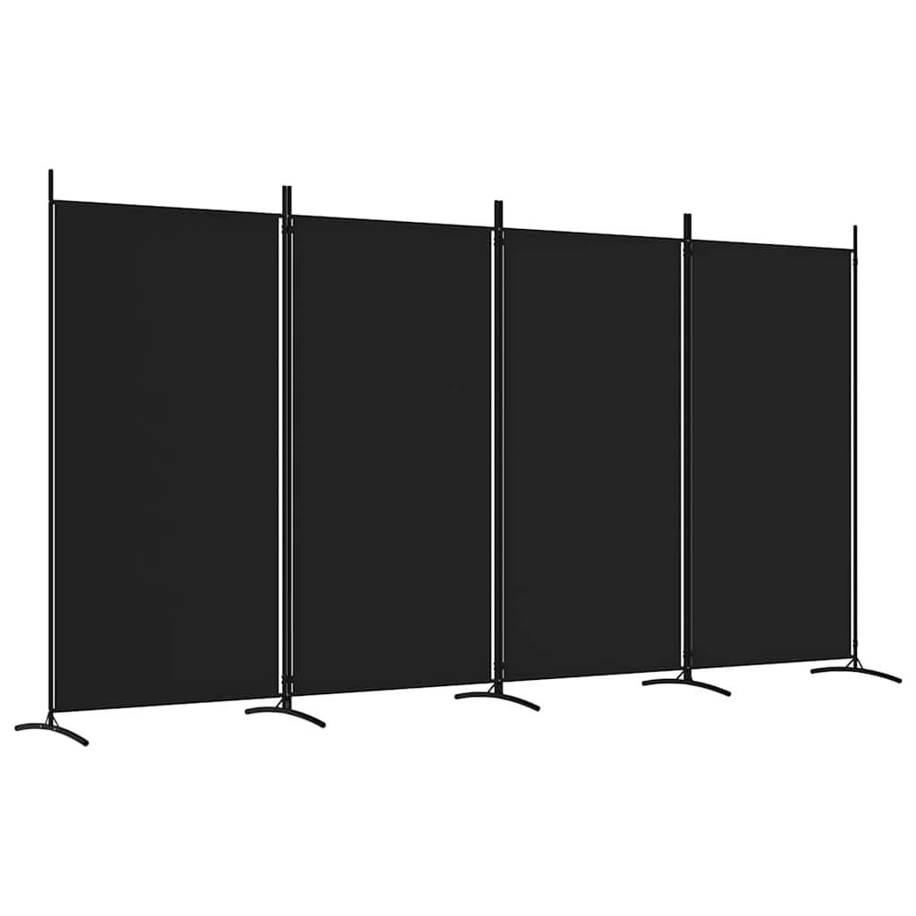 PARAVENT 4-teilig Schwarz 346/180 Cm Stoff - Schwarz, Textil (346/180/0.1cm) - vidaXL