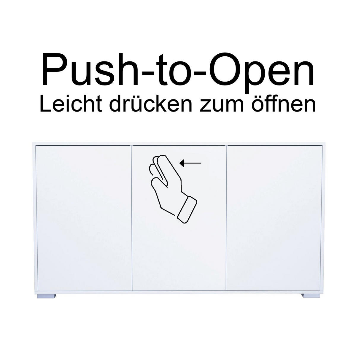 SIDEBOARD Elena, Kommode mit Push-to-Open, Made in Germany, Moderner Schrank, Weiß matt (152,5 x 83 x 37 cm) - Weiß, Holzwerkstoff (152.5/83/37cm) - InnoFurn