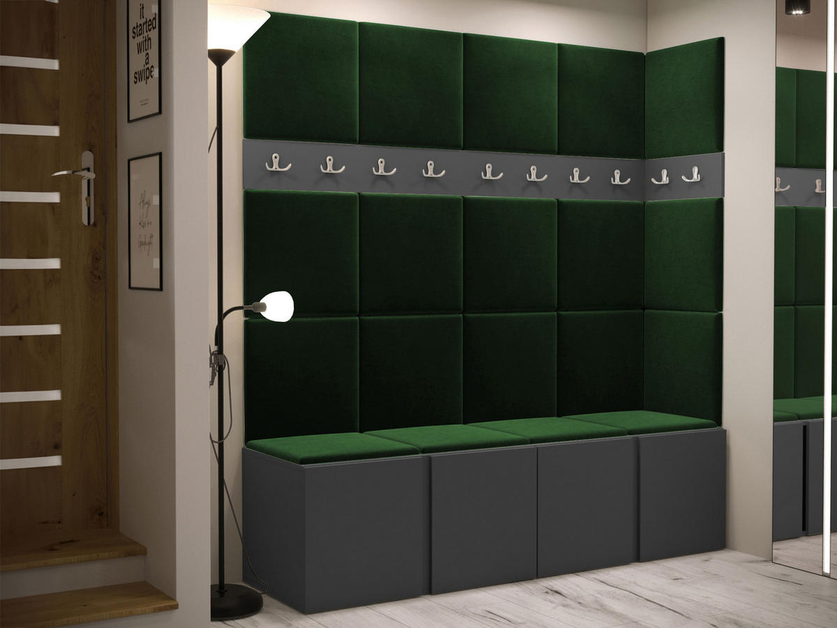 MOBILIER PENTRU HOL Orion II - verde/grafit, material plastic/compozit lemnos (168/186/46cm) - MIRJAN24