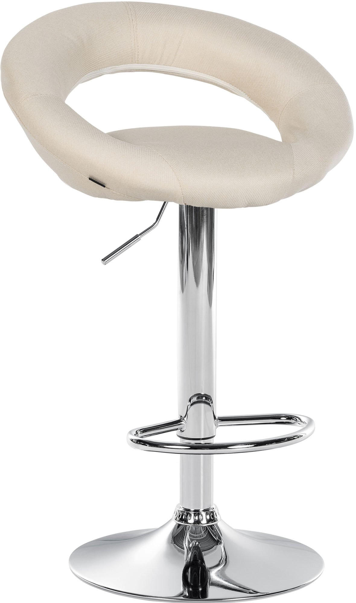BARHOCKER Stoff creme - Chromfarben/Creme, Textil/Metall (52/77/47cm) - CLP