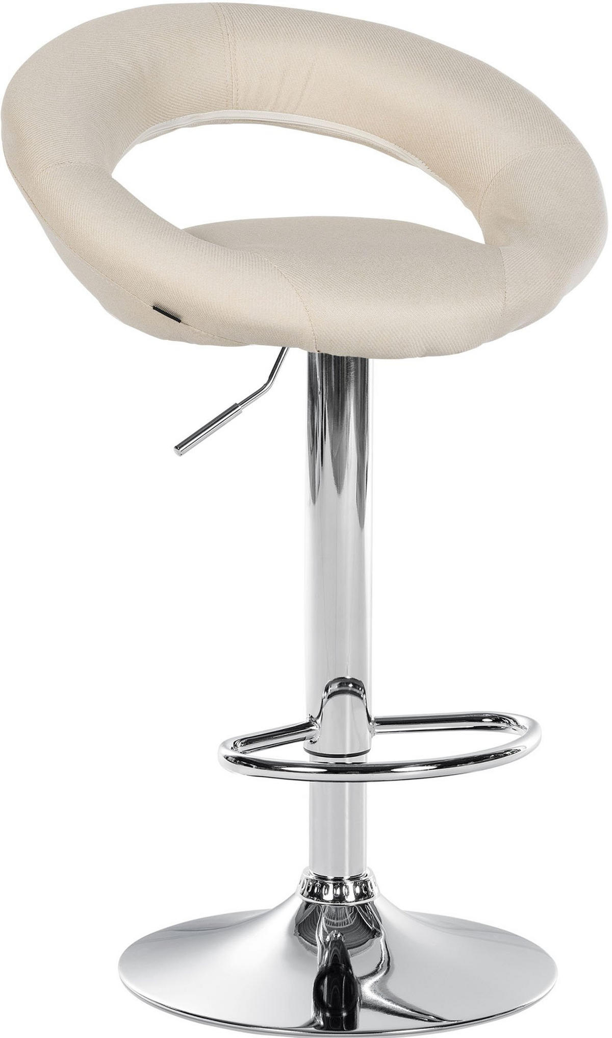 BARHOCKER Stoff creme - Chromfarben/Creme, Textil/Metall (52/77/47cm) - CLP