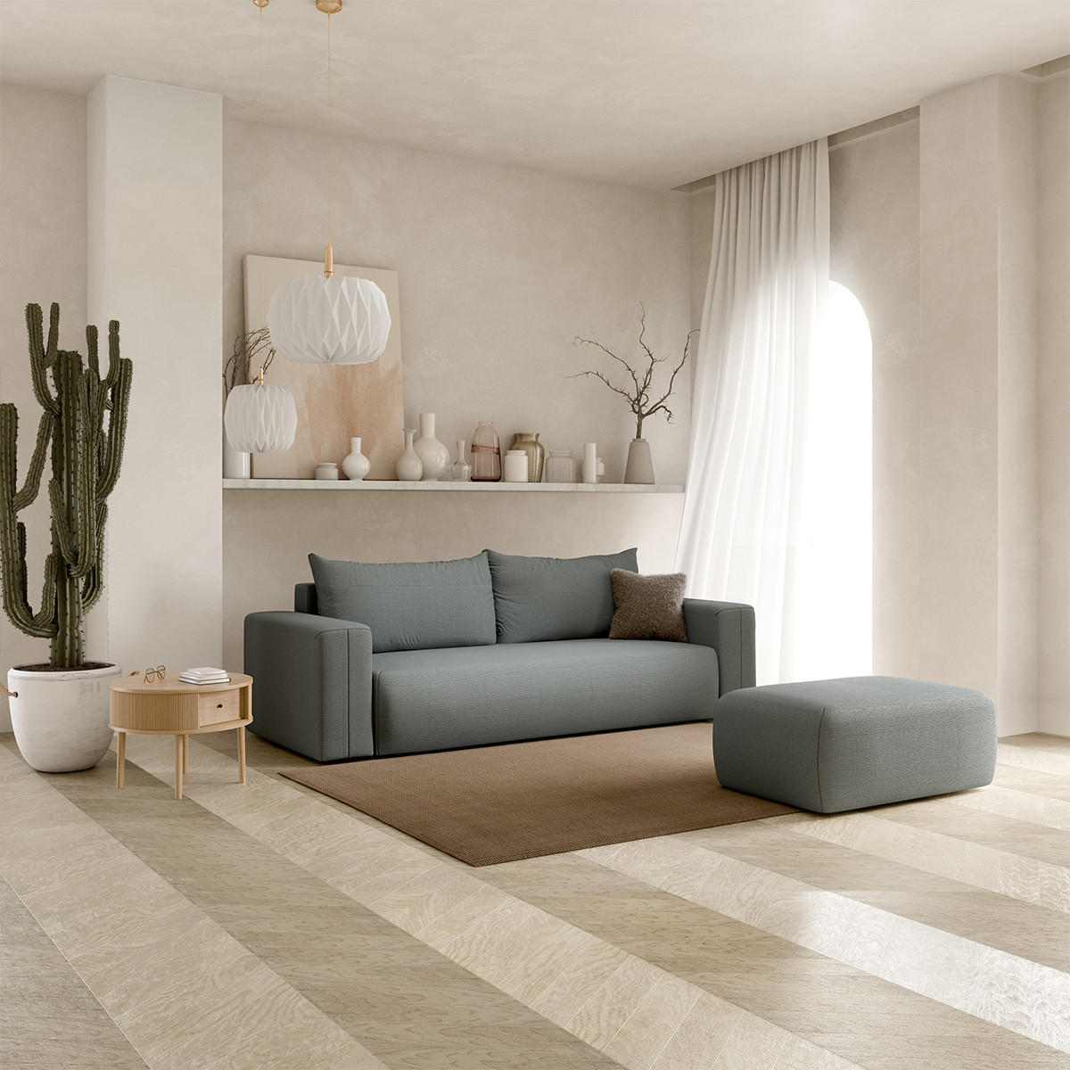 SOFA Bliss 3 Sitzplätze Grau - Grau, Holz (252/72/97cm) - Petits-meubles