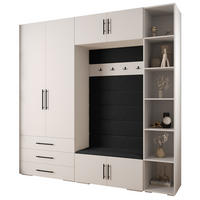GARDEROBEN-SET 236,7/240/47 - Schwarz/Weiß, Holz/Kunststoff (240/236.7/47cm) - Abiks Möbel