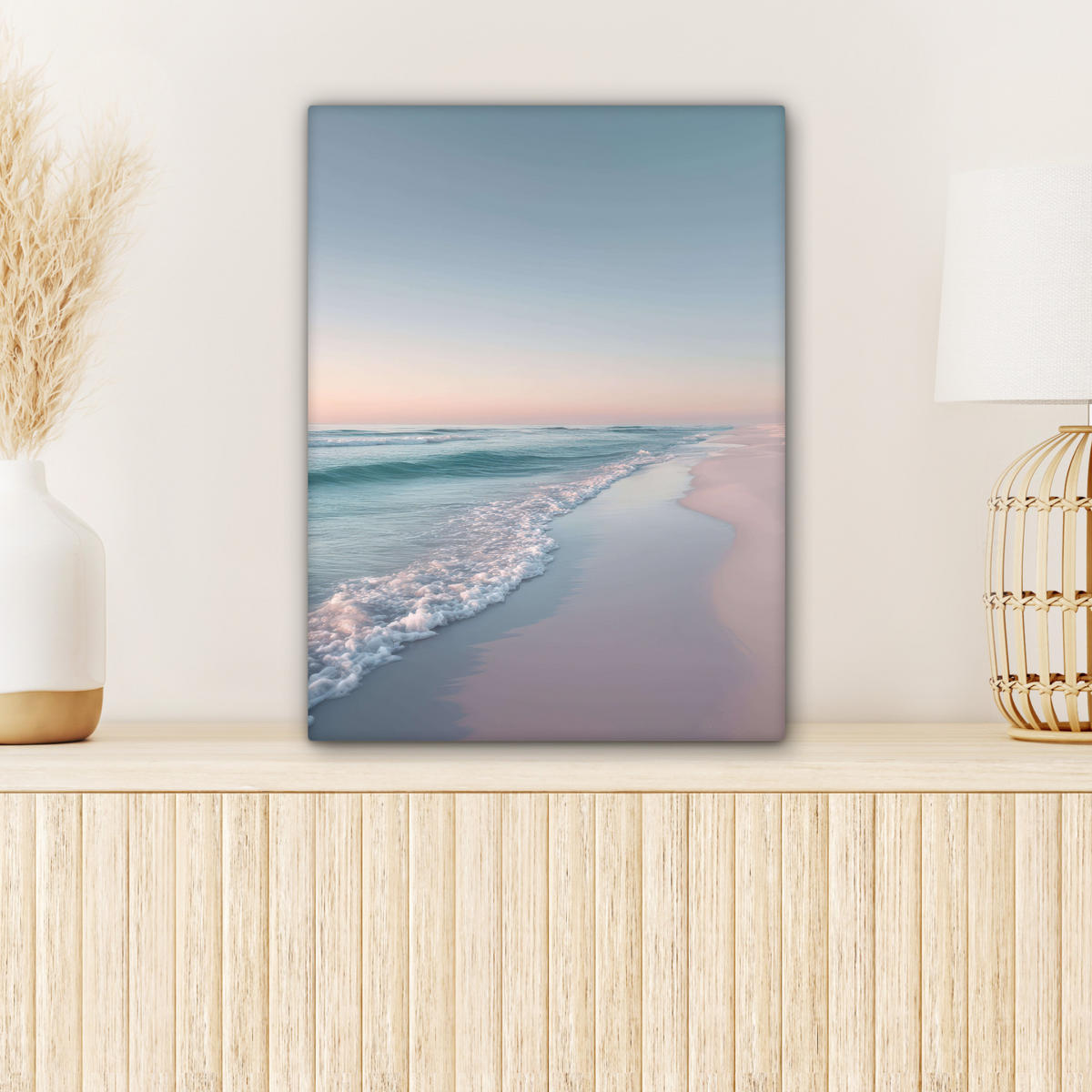 LEINWANDBILD Küstenlinie - Pastell - Wasser Room Decor 30x40 cm - Pastellblau, Textil (30/40cm) - MuchoWow