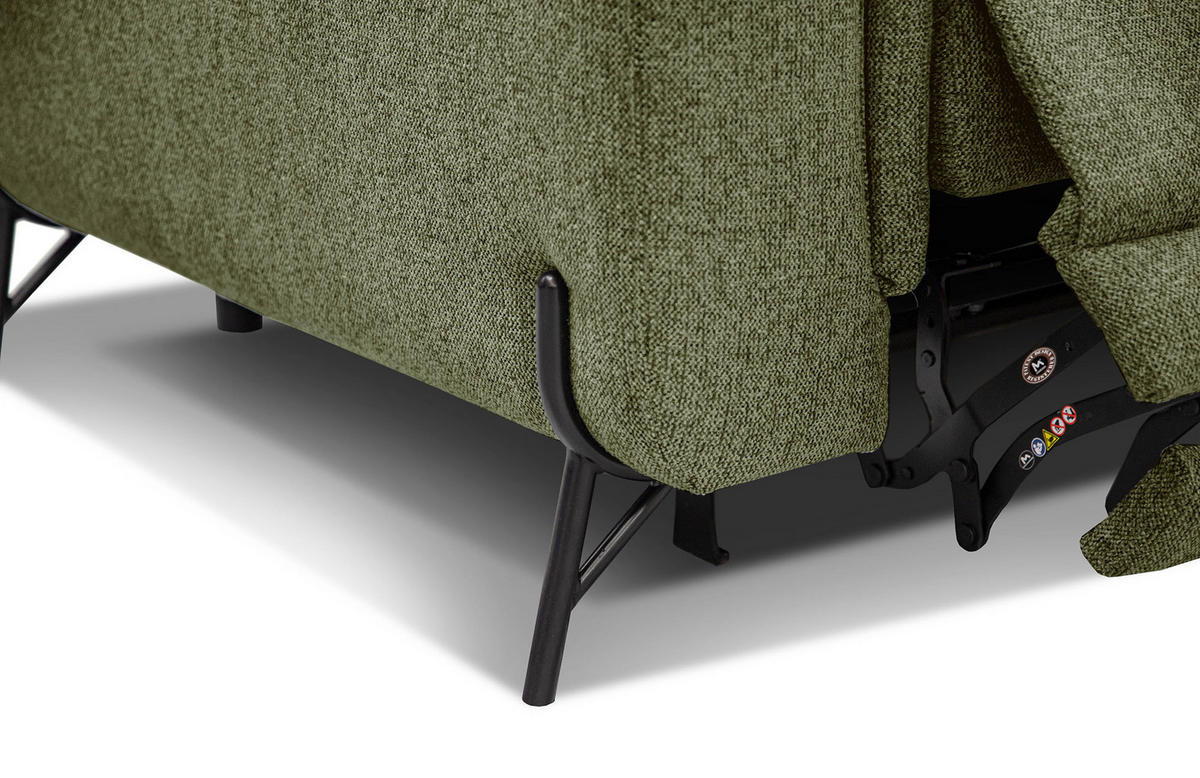 SOFA AVENA 3-Sitzer mit 2 Relaxfunktionen, olivgrün - Olivgrün, Holzwerkstoff/Textil (204/80/108cm) - Courtois Laville
