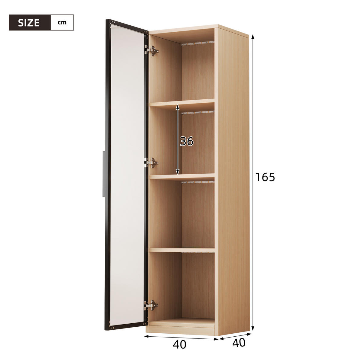 VITRÍNA 40/40/165 cm MDF dekor dub, s tvrdeným sklom a LED osvetlením - farba duba, kompozitné drevo (40/165/40cm) - BEAOK