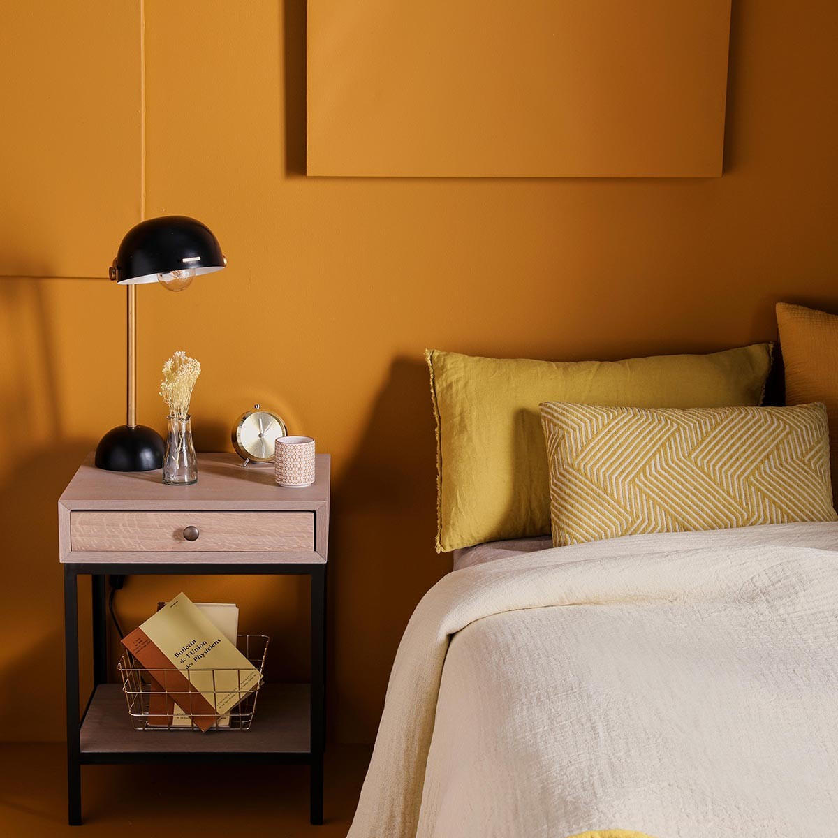 NACHTTISCH aus Eiche und Metall - Gilles - 35/42/54 cm - Apfelbaumfarben, Holz (42/54/35cm) - Signature