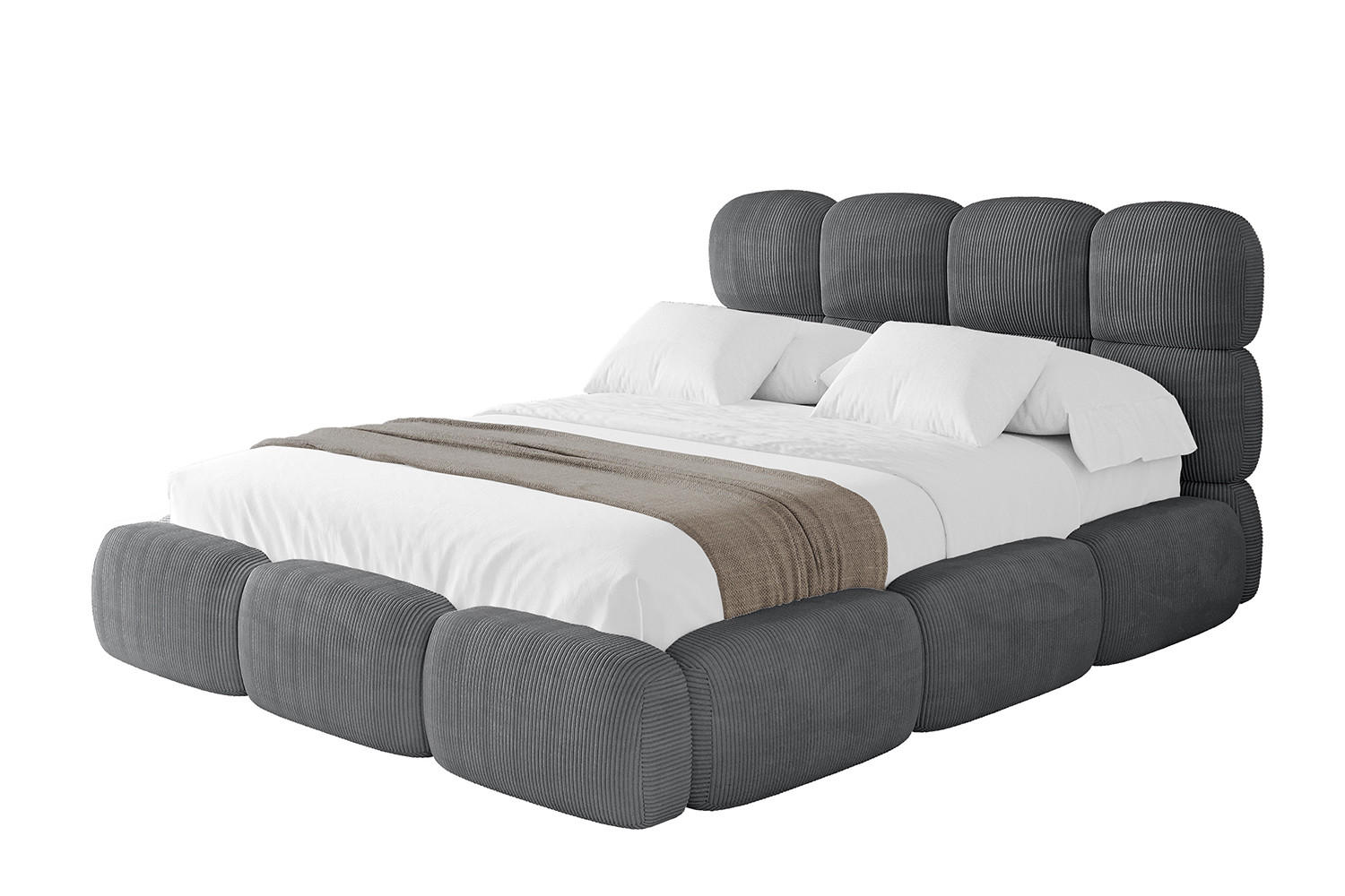 POLSTERBETT mit Bettkasten und Lattenrost, Boxbett ohne Matratze - NOMA 160x200 Dunkelgrau - Anthrazit, Holzwerkstoff/Textil (160/200cm) - ALTDECOR