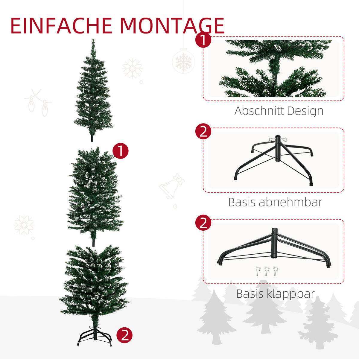 WEIHNACHTSBAUM 190 cm, stabile Basis, Grün - Grün, Kunststoff (53/190cm) - HOMCOM