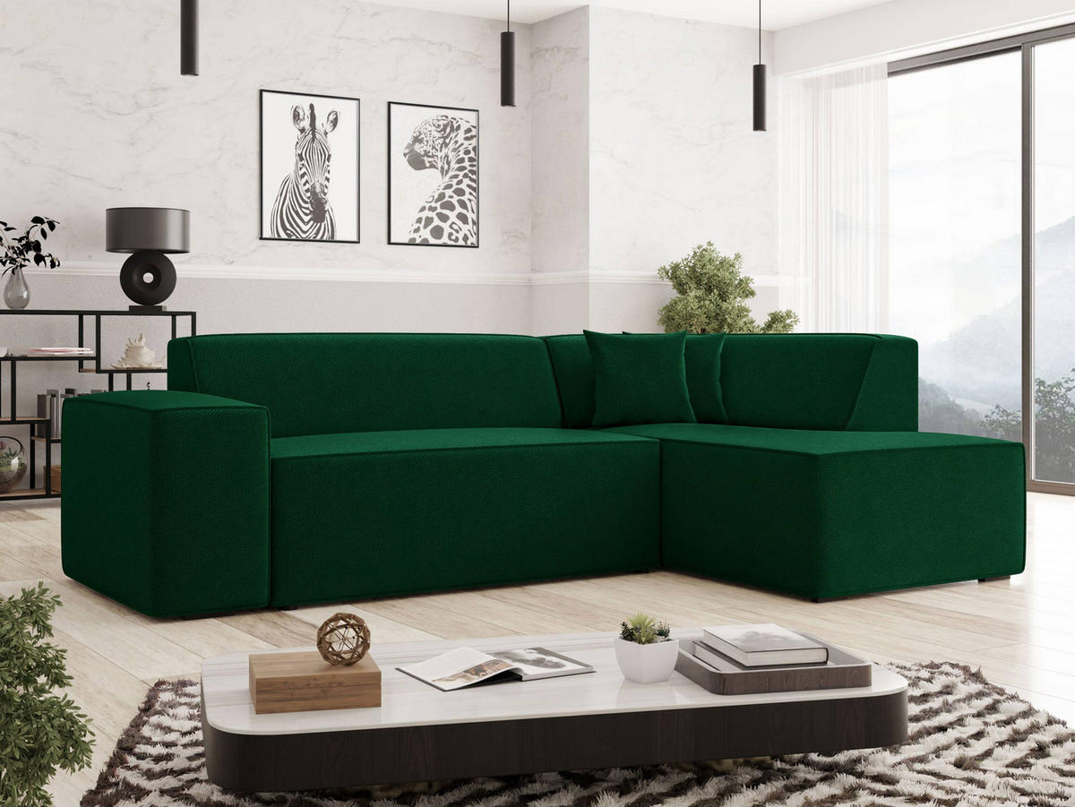 ECKSOFA Lordin, Seite: Rechts - Smaragdgrün, Holz/Textil (267/205cm) - MIRJAN24
