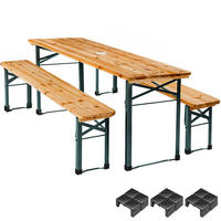 BIERZELTGARNITUR Ludwig,Holzlackierung mit Klarlack,braun - Braun, Naturmaterialien/Metall - tectake