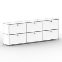 AKTENSCHRANK, 6 Klappen & Schloss, Breite 227 cm, Signalweiß - Chromfarben/Silberfarben, Metall (40/80.5/227.2cm) - Versee