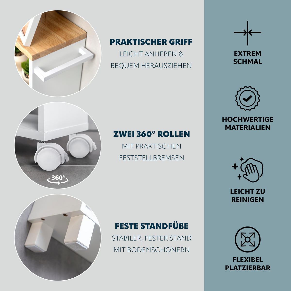 KÜCHENWAGEN, weiß - Weiß, Holz (50/79/15cm) - eluno