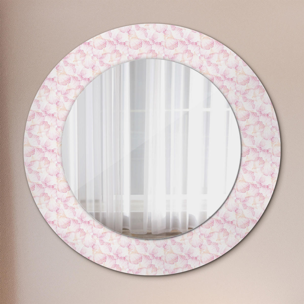 SPIEGEL Rund Ø 50 cm mit Aufdruck - Pink, Glas (50/50/0.4cm) - Wallfluent