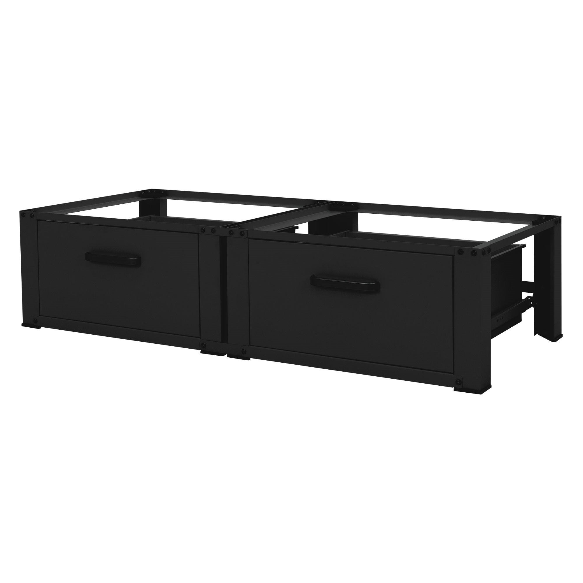 DOPPEL WASCHMASCHINEN UNTERGESTELL 2 Schubladen Schwarz 128x53,5x31,5 cm aus Stahl - Schwarz, Metall (128/31.5/53.5cm) - ML-DESIGN
