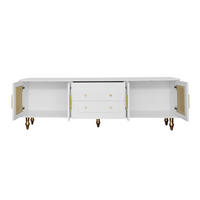 TV ormarić 175/38/55,5 cm bijeli od iverice s PVC vratima od ratana i ladicama na pritisak - bijela, drvni materijal (175/55.5/38cm) - OKWISH