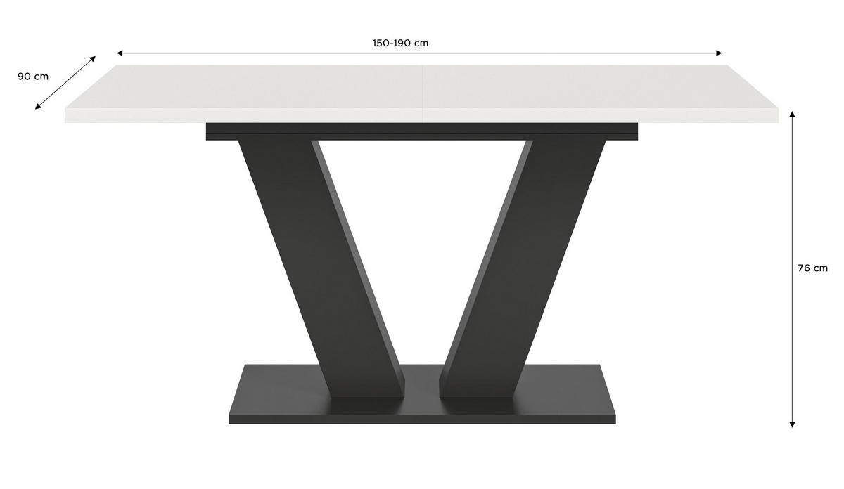 ESSTISCH MOTION (B/H/T: ca. 150/76/90 cm) in grau/weiß - Grau, Holzwerkstoff (90/150/76cm)