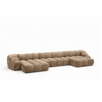 ECKSOFA Modulare U-Form, Veloursstoff Bluvel, Latte, CROISSANT U XL - Hellbraun, Holz (448/72/190cm) - Kaiser Möbel