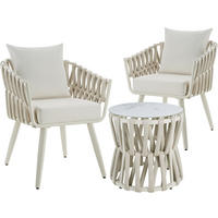 GARTENLOUNGE-SET ALUMINIUM Lugano, höhenverstellbare Kunststofffüße, Sicherheitsglasplatte, beige - Beige, Kunststoff - tectake