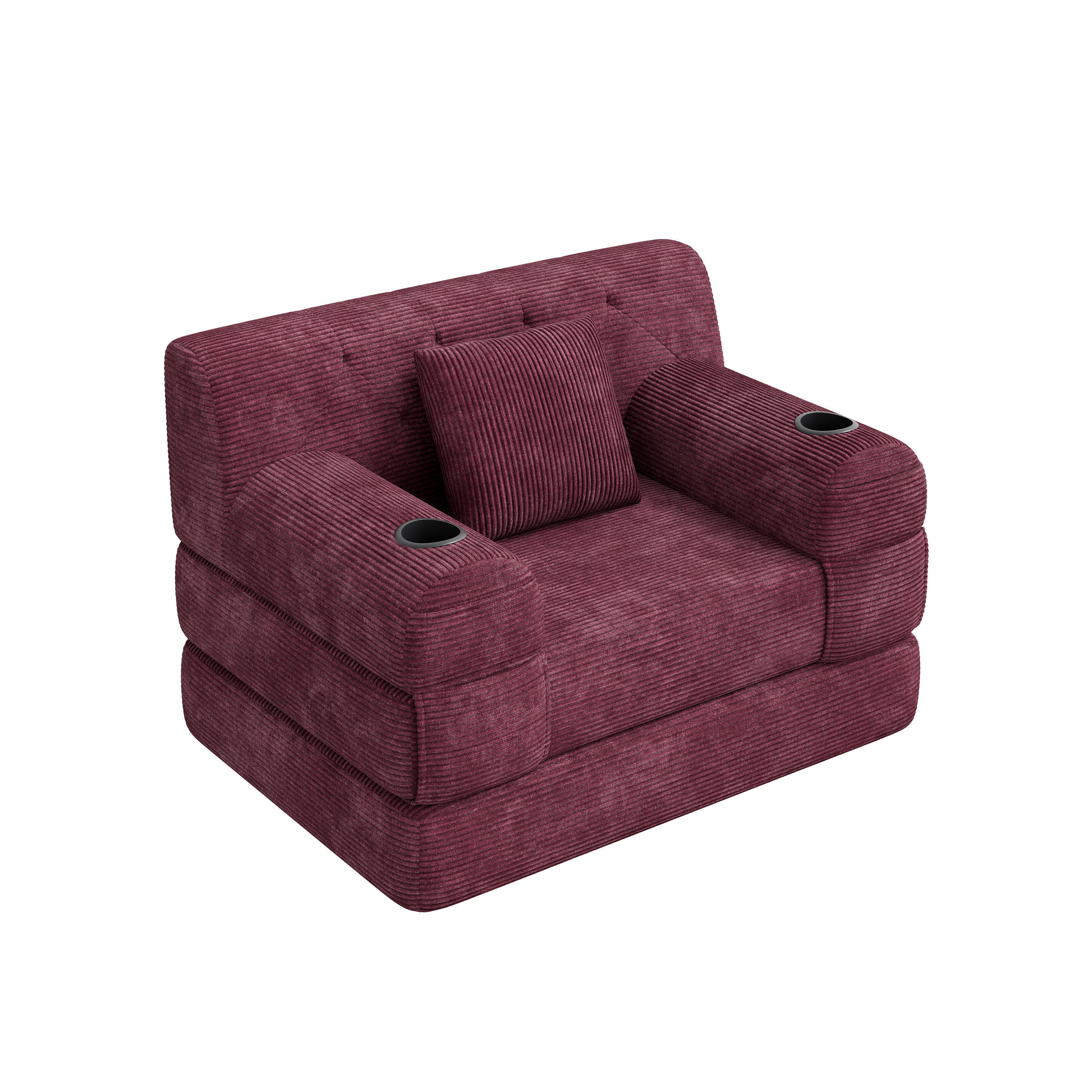 SCHLAFSESSEL Cord komprimiert, DE-42543, Weinrot - Weinrot, Metall (107/81/80cm) - ComfortXL