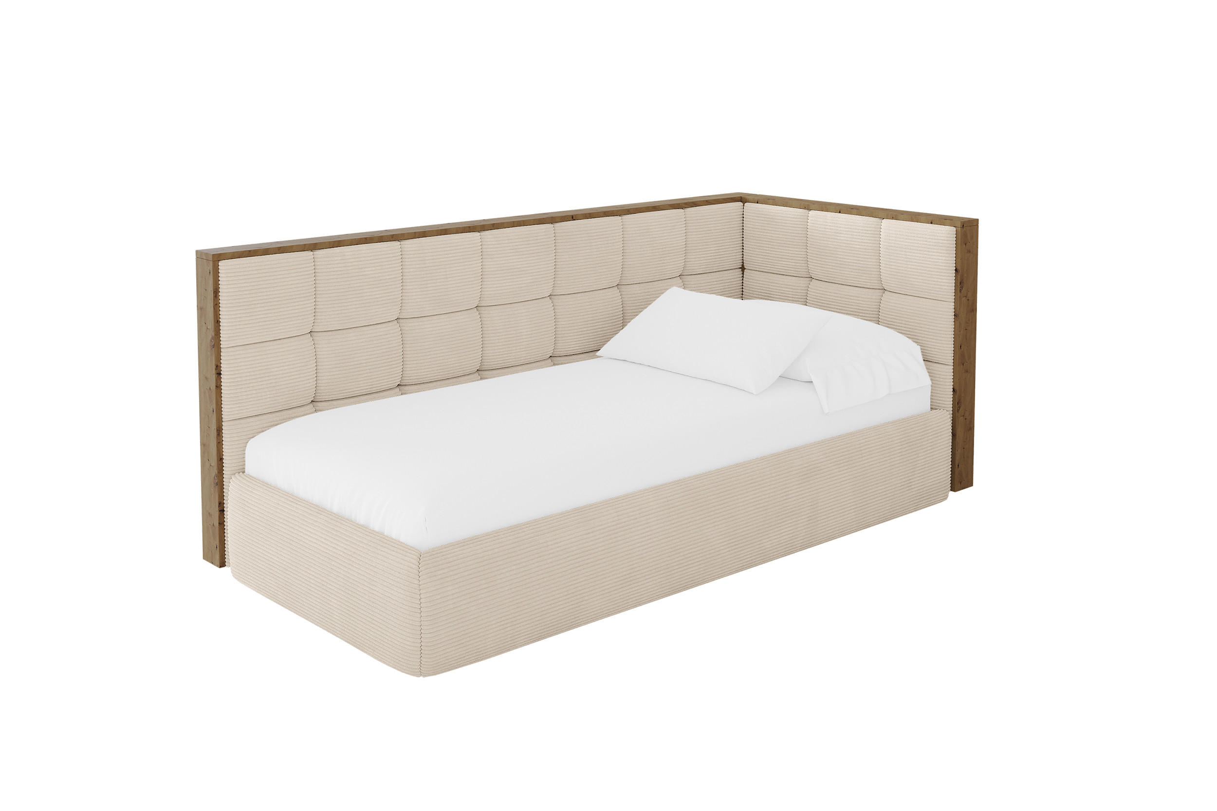 ALTDECOR JEDNOLŮŽKOVÁ POSTEL pro mládež s úložným prostorem, vlevo - SOVY 80x200 béžová