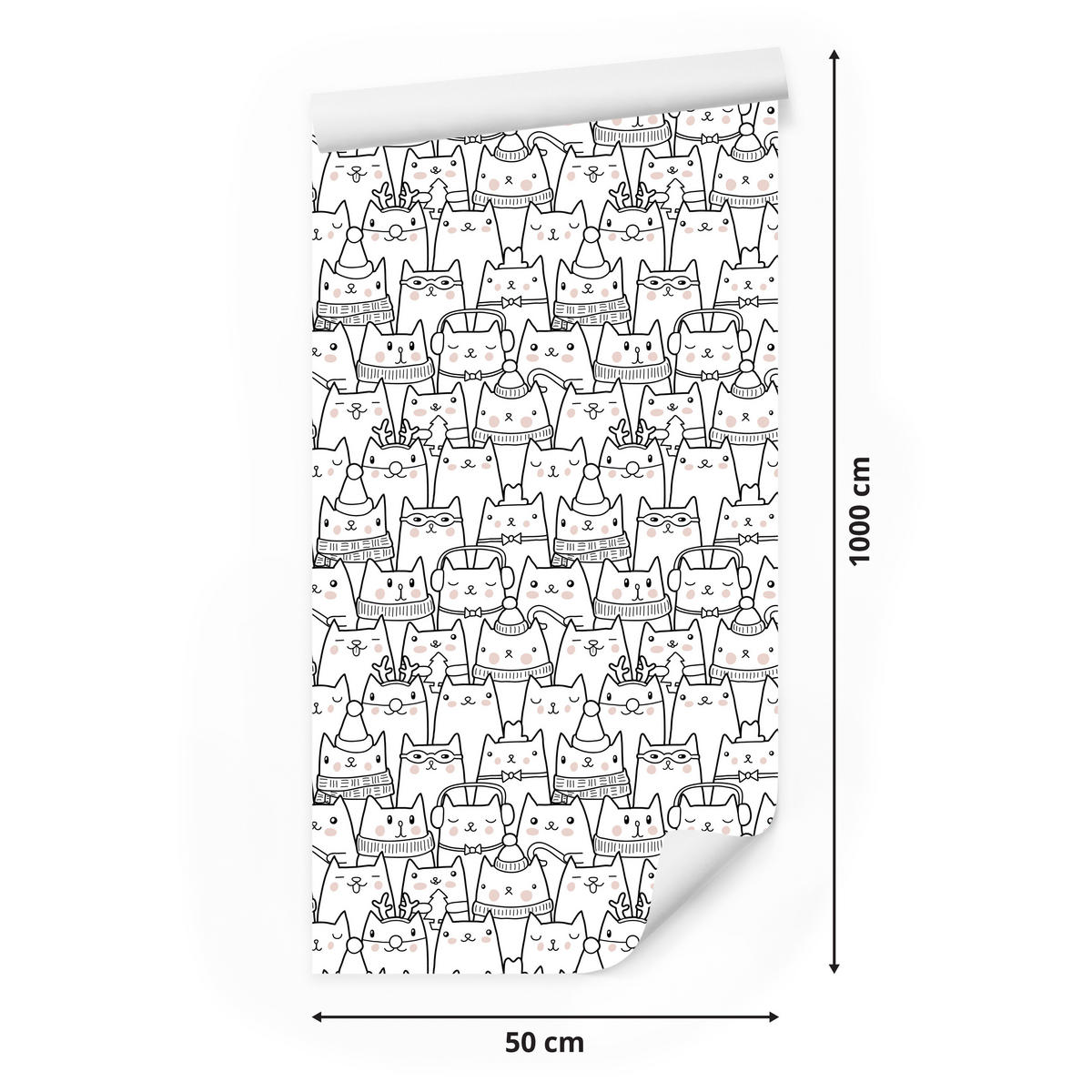 VLIESTAPETE Winterliche Kätzchen – Schwarz, Weiß – 50x1000 cm - Schwarz/Weiß, Papier (50/1000cm) - Muralo