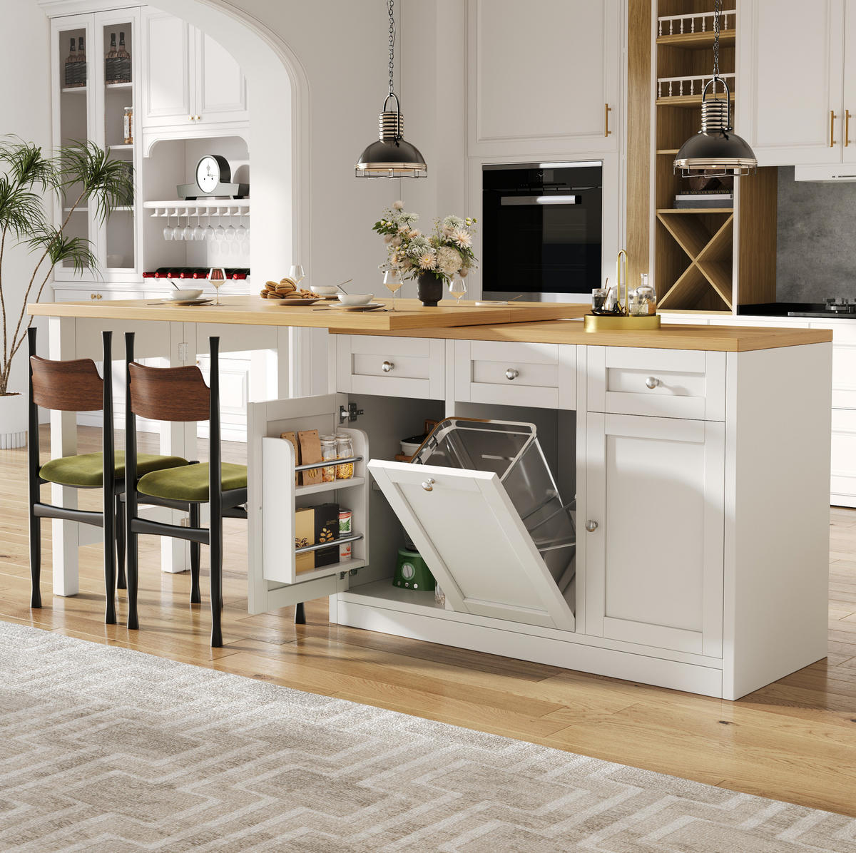 BARTISCH ausziehbar 120-200 cm MDF Weiß mit Stauraum - Weiß, Holzwerkstoff (200/40/75.5cm) - Meubliv