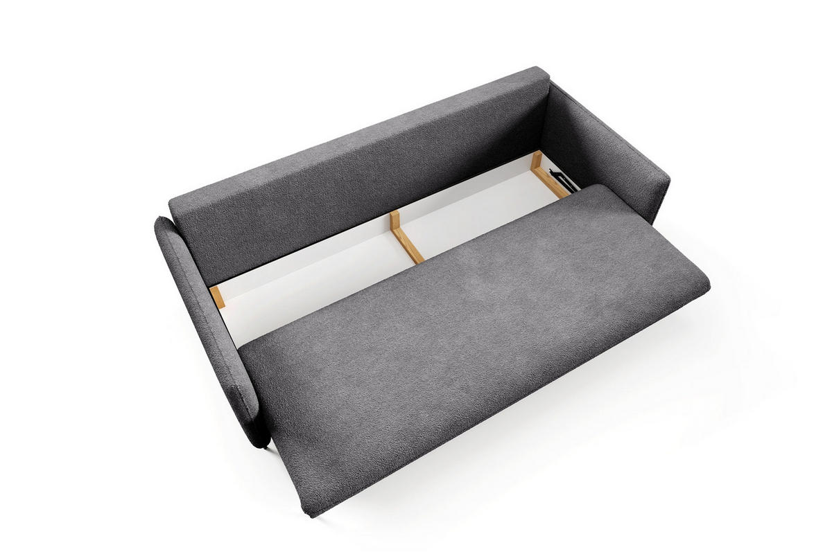 SCHLAFSOFA Belis Boucle in Dunkelblau - Dunkelblau, Holzwerkstoff/Textil (216/95/91cm) - Bettso