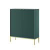 HOCHKOMMODE NOVA Geriffelt, 2-Türen, KOMMODE Schwarz, Goldfüße 104x39x cm Labrador - Türkis/Goldfarben, Holzwerkstoff/Kunststoff (104/125/39cm) - DomoHome