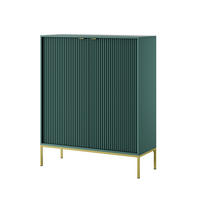 HOCHKOMMODE NOVA Geriffelt, 2-Türen, KOMMODE Schwarz, Goldfüße 104x39x cm Labrador - Türkis/Goldfarben, Holzwerkstoff/Kunststoff (104/125/39cm) - DomoHome
