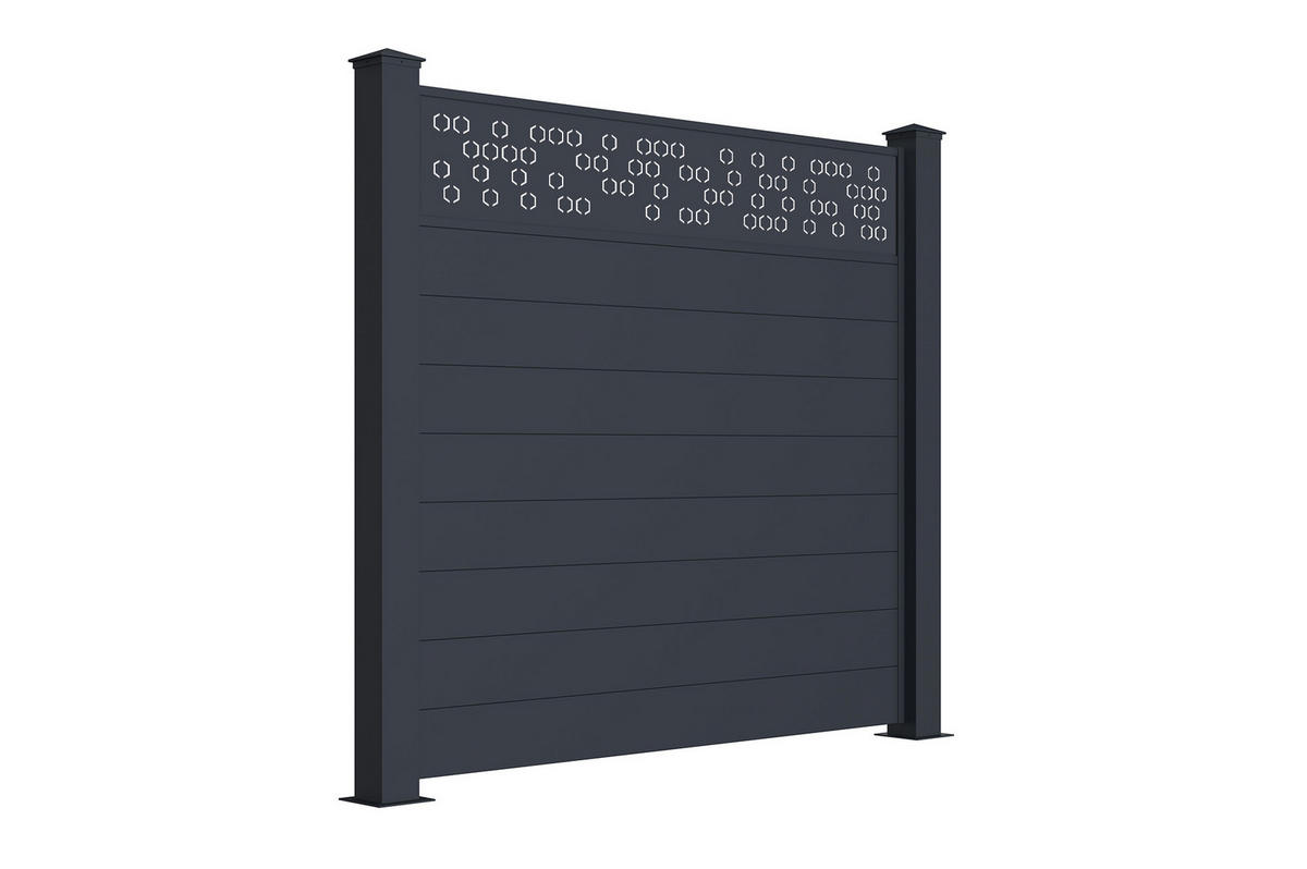 SICHTSCHUTZZAUN 2er-Set Adula grau 1,9m H.170cm aluminium - Grau, Metall (378/166cm) - Casanoov