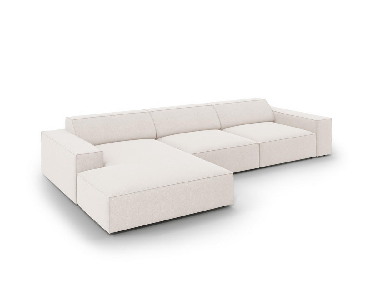 ECKSOFA links Jodie aus strukturiertem Stoff leichtes beige 4 Sitzplätze - Beige, Textil (166/284cm) - Micadoni