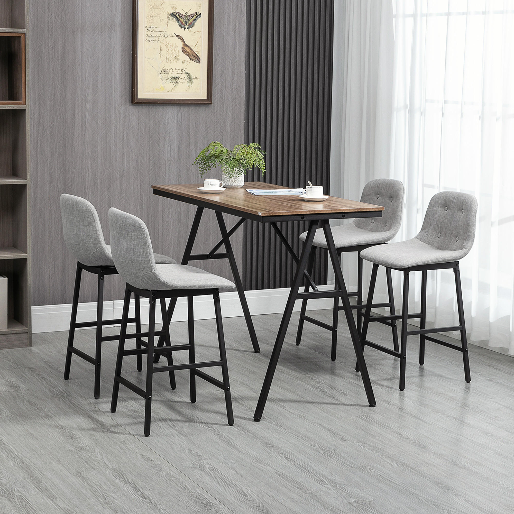 BARTISCH-SET, Leinenimitat, Hellbraun - Hellbraun, Textil (60/91/120cm) - HOMCOM