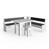 ECKBANKGRUPPE Roman Weiß 210 x 41.5 cm mit Tisch - Anthrazit/Weiß, Holzwerkstoff (210/80/180cm) - Vicco