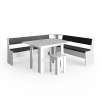 ECKBANKGRUPPE Roman Weiß 210 x 41.5 cm mit Tisch - Anthrazit/Weiß, Holzwerkstoff (210/80/180cm) - Vicco